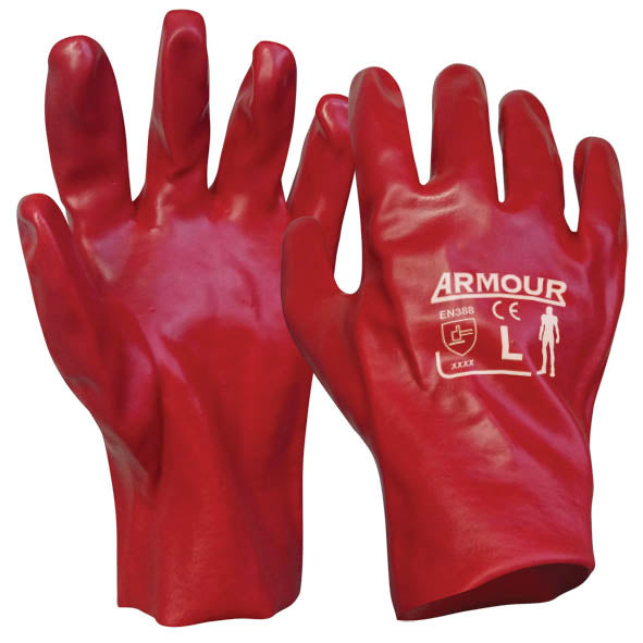 Glove Red PVC Gauntlet 27CM